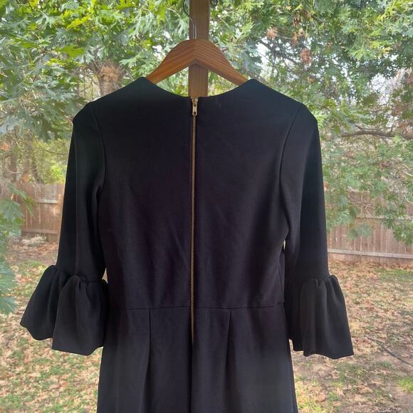 Betsy & Adam Melanie Dress Black Bell Sleeve Sheath Size 10 - Picture 3 of 9
